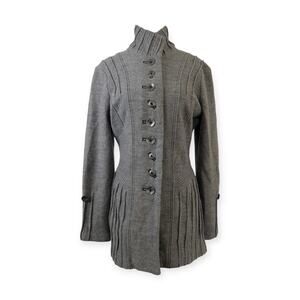 Icelandic Design 100% Gray Wool Moto Military Coat ~ Women's S